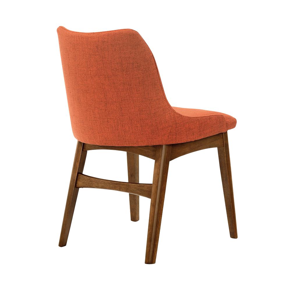 Azalea Orange Fabric and Walnut Wood Dining Side Chairs - Set of 2. Picture 4