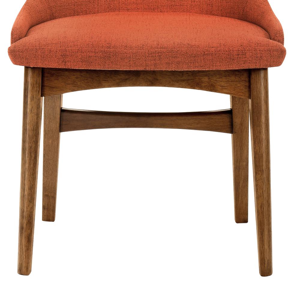 Azalea Orange Fabric and Walnut Wood Dining Side Chairs - Set of 2. Picture 7