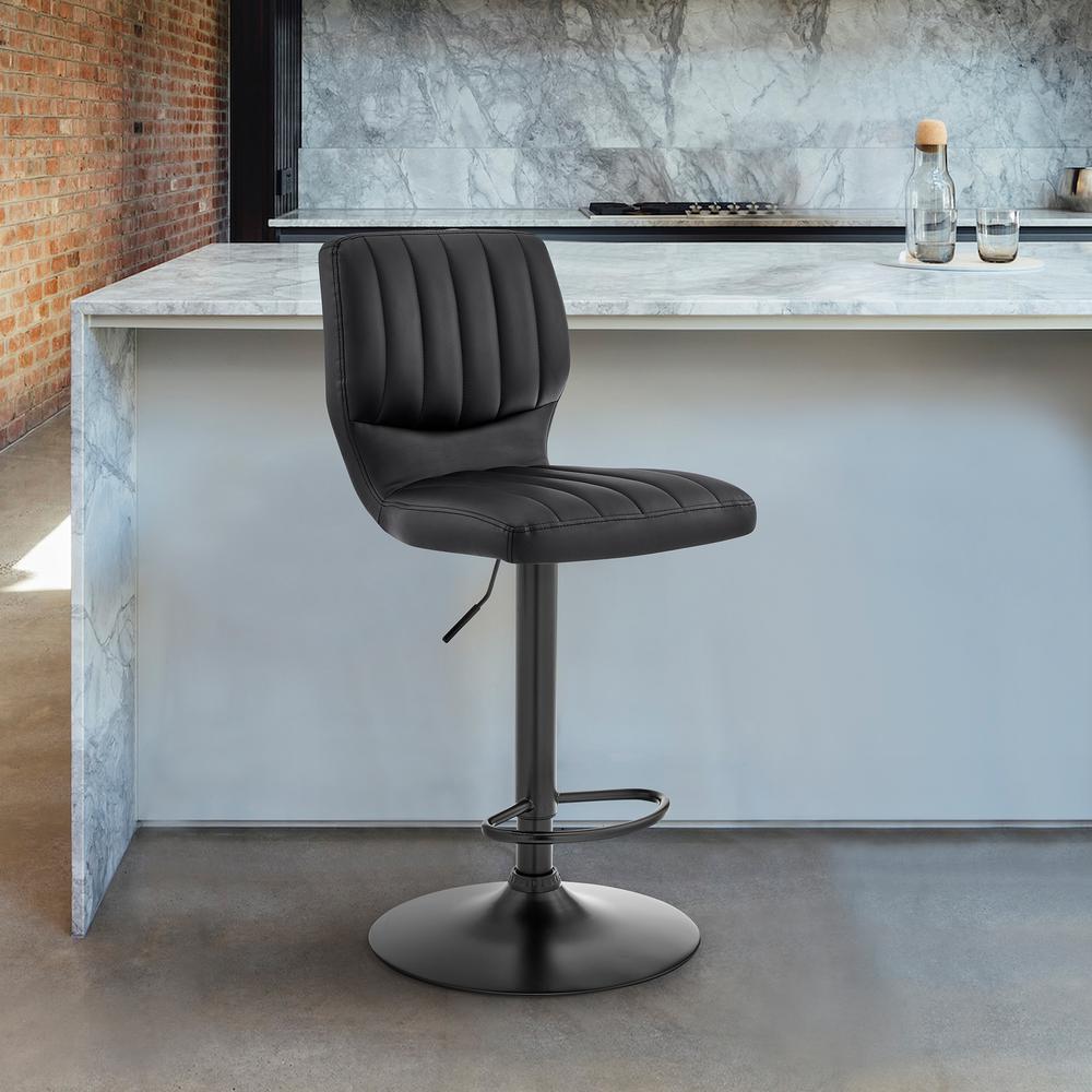 The Bardot Adjustable Black Faux Leather Swivel Bar Stool. Picture 2
