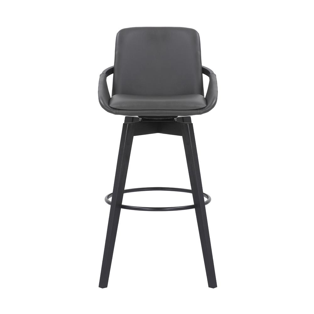 Baylor Swivel Wood Bar or Counter Stool in Faux Leather, WALNUT. Picture 1