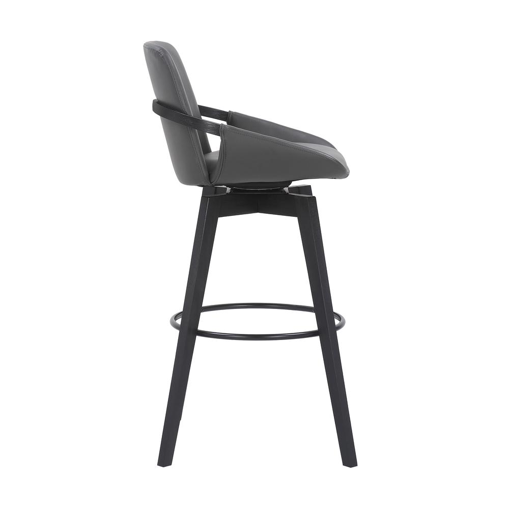Baylor Swivel Wood Bar or Counter Stool in Faux Leather, WALNUT. Picture 2
