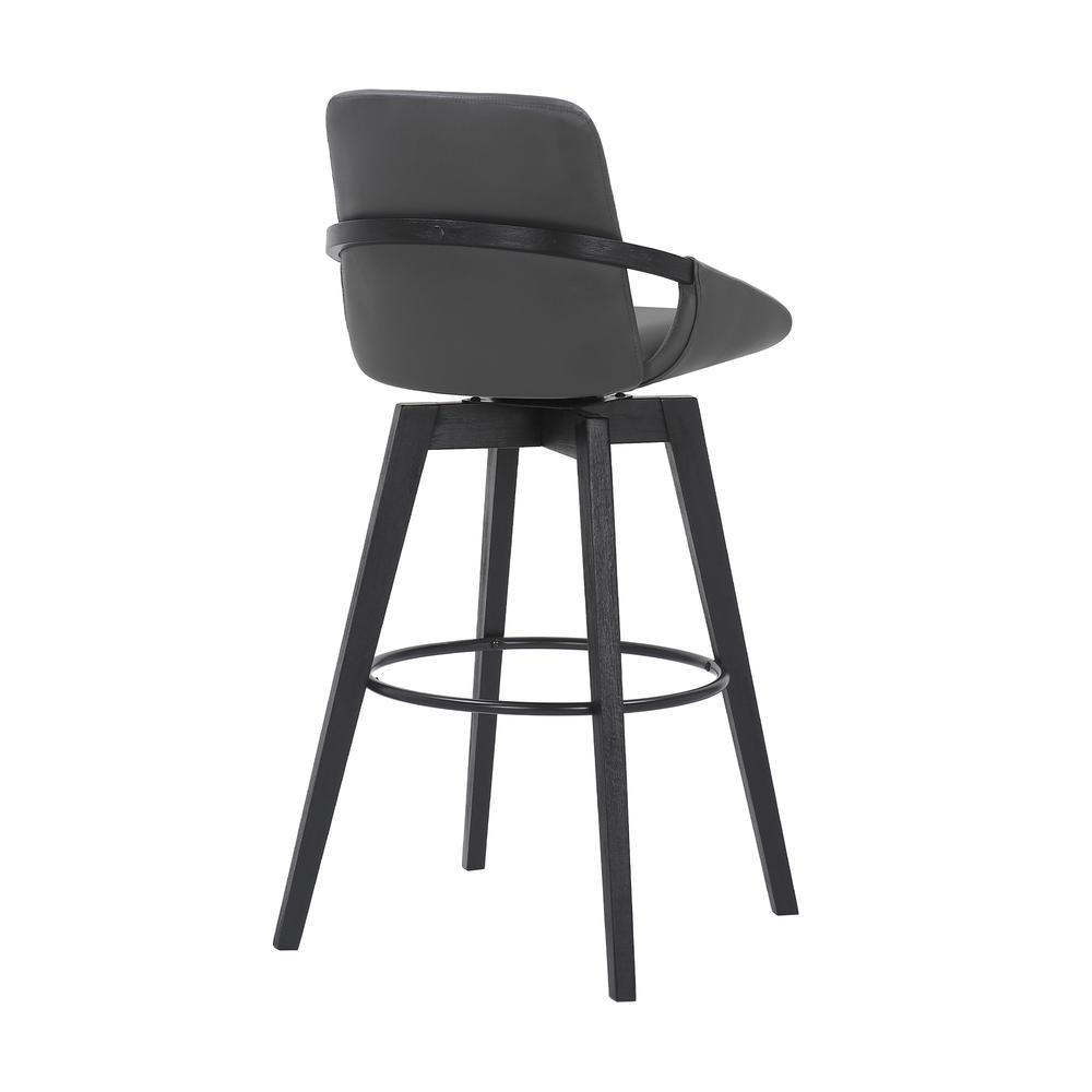Baylor Swivel Wood Bar or Counter Stool in Faux Leather, WALNUT. Picture 3