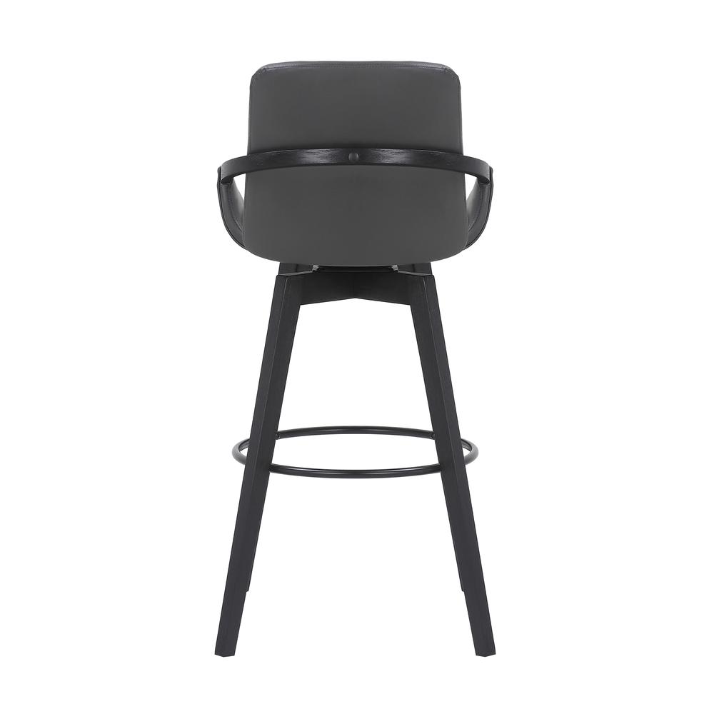 Baylor Swivel Wood Bar or Counter Stool in Faux Leather, WALNUT. Picture 4
