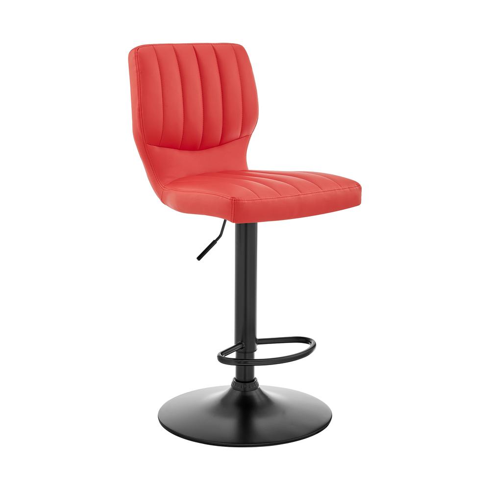 The Bardot Adjustable Red Faux Leather Swivel Bar Stool. Picture 1