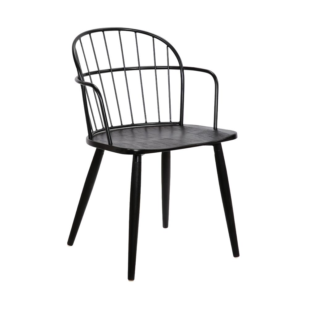 Bradley Steel Framed Side Chair in Black Powder Coated Finish and Black Brushed Wood. Picture 1