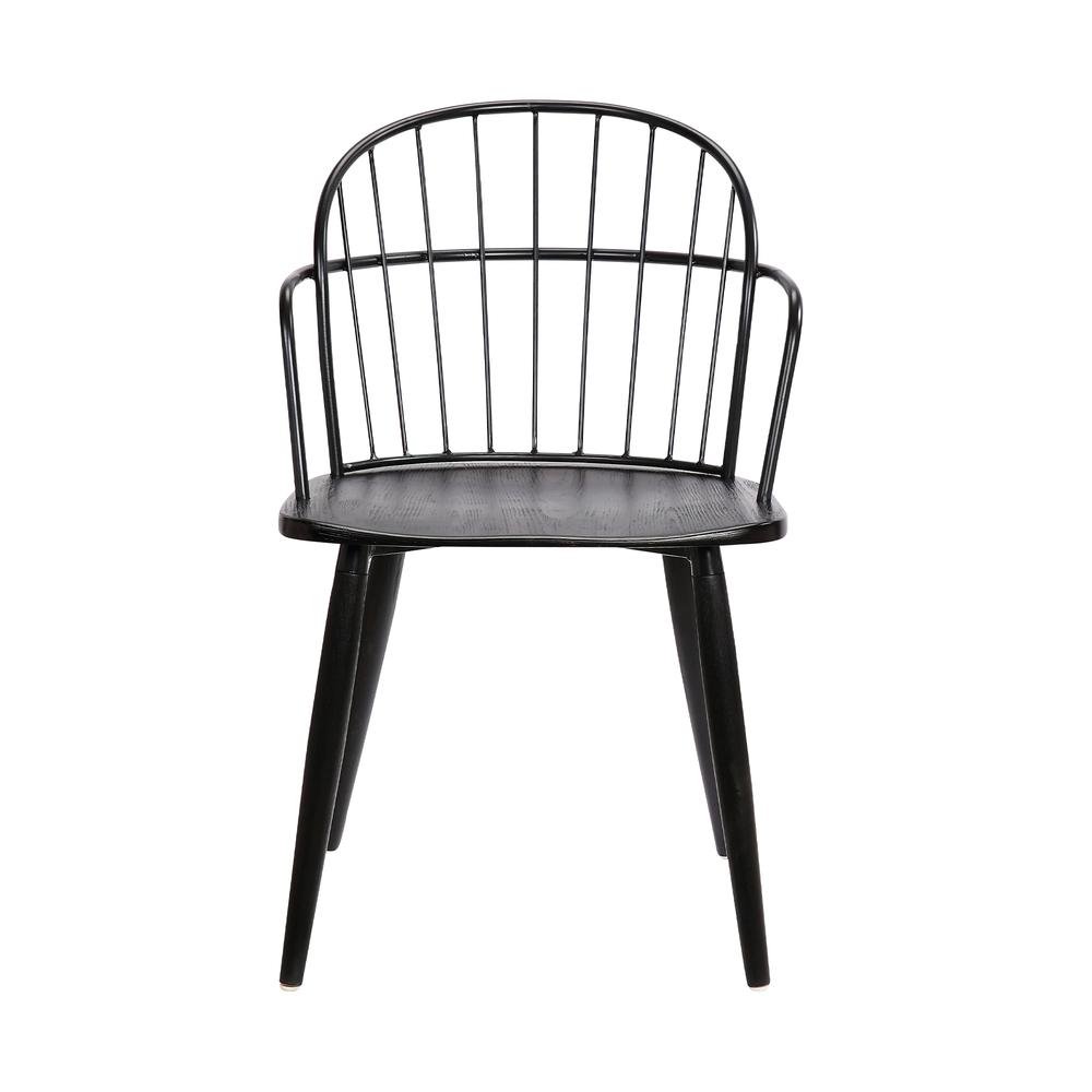 Bradley Steel Framed Side Chair in Black Powder Coated Finish and Black Brushed Wood. Picture 2