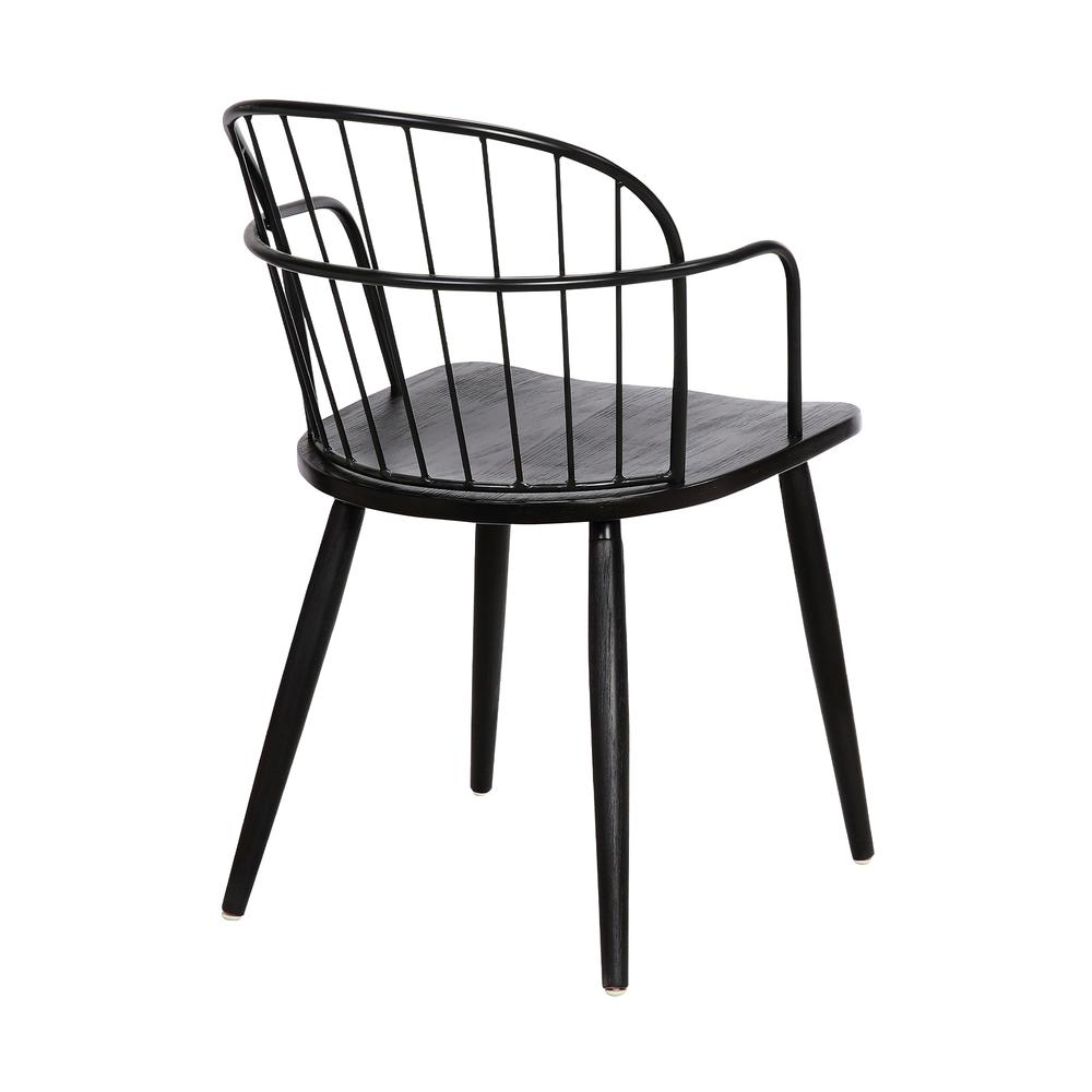 Bradley Steel Framed Side Chair in Black Powder Coated Finish and Black Brushed Wood. Picture 3