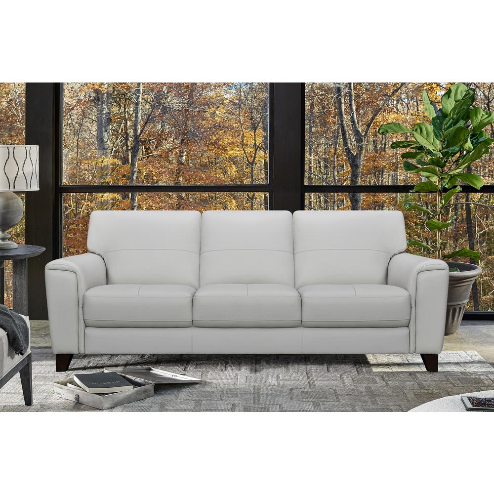 Bergen 87" Leather Square Arm Sofa, Dove Grey. Picture 2