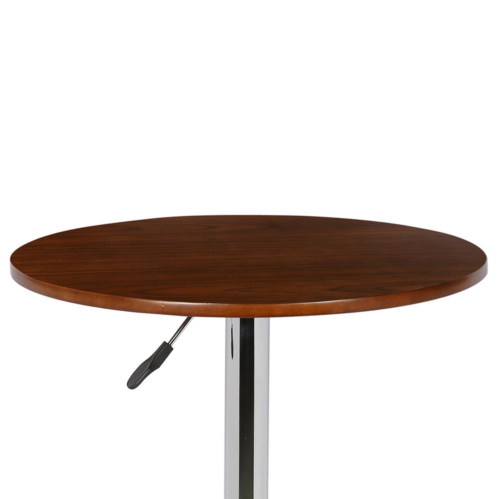 Armen Living Bentley Adjustable Pub Table in Walnut Wood and Chrome finish. Picture 2