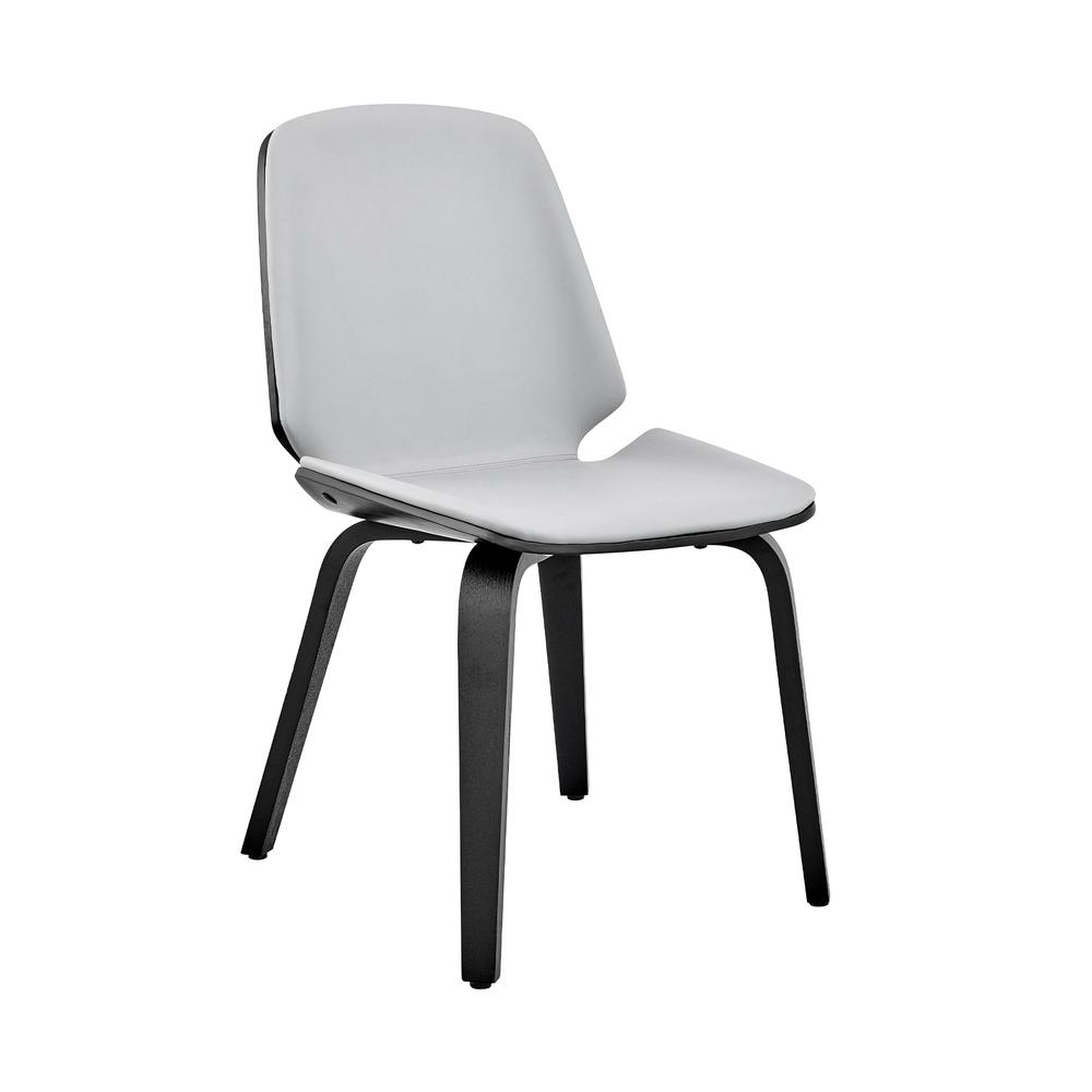 Brinley Gray Faux Leather and Black Wood Dining Room Accent Chair. Picture 1