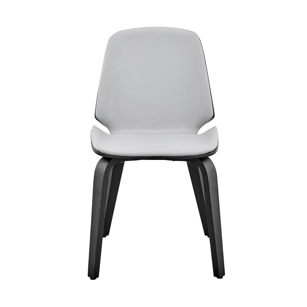 Brinley Gray Faux Leather and Black Wood Dining Room Accent Chair. Picture 2