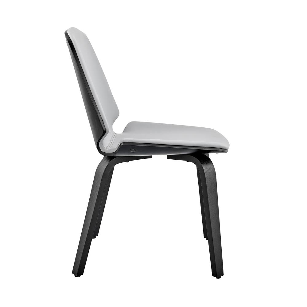 Brinley Gray Faux Leather and Black Wood Dining Room Accent Chair. Picture 3
