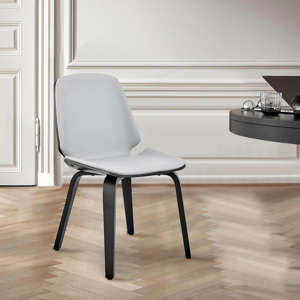 Brinley Gray Faux Leather and Black Wood Dining Room Accent Chair. Picture 6