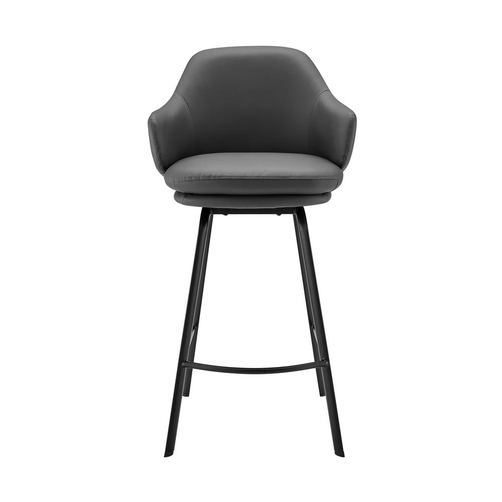 Brigden Gray Faux Leather and Black Metal Swivel 26" Counter Stool. Picture 2