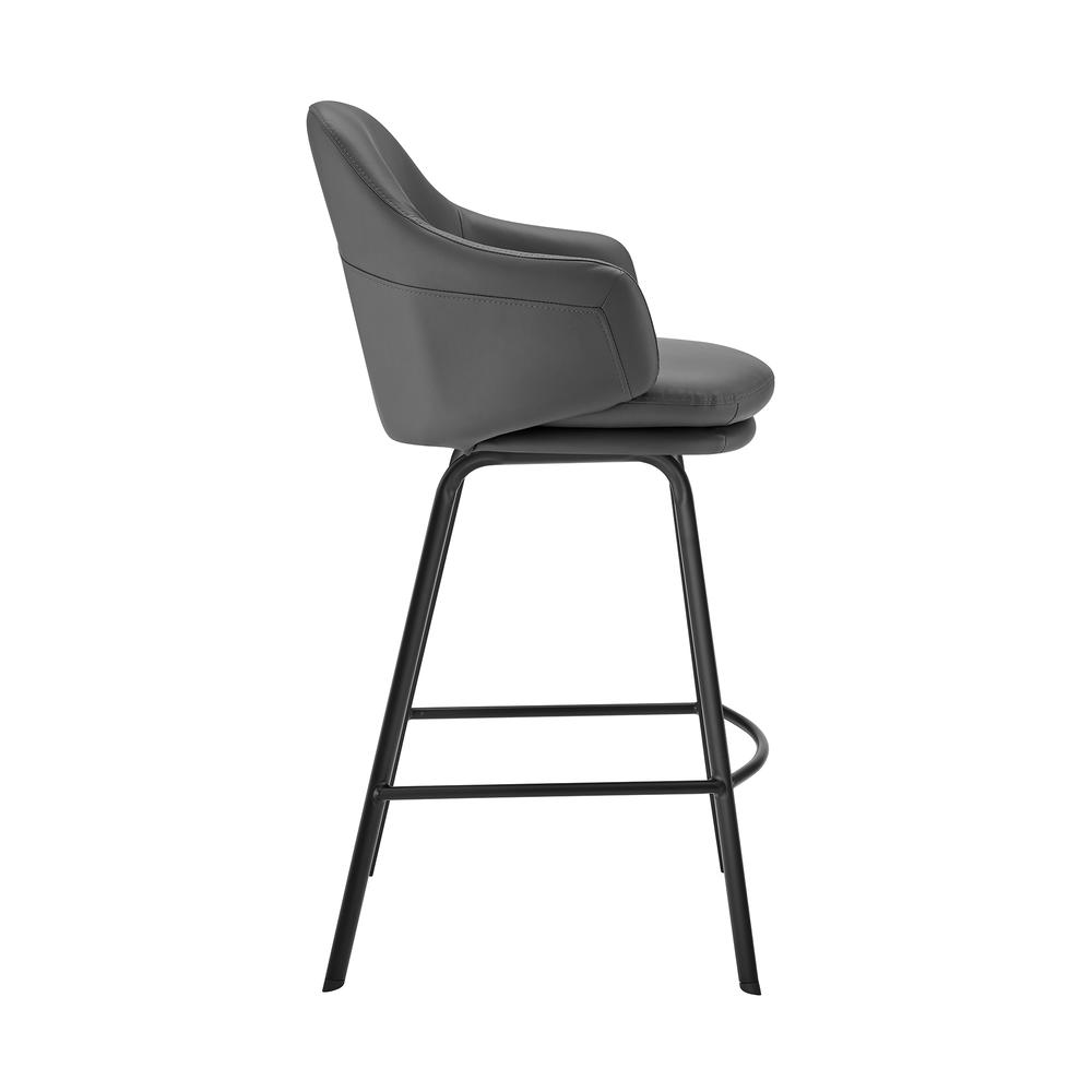 Brigden Gray Faux Leather and Black Metal Swivel 26" Counter Stool. Picture 3