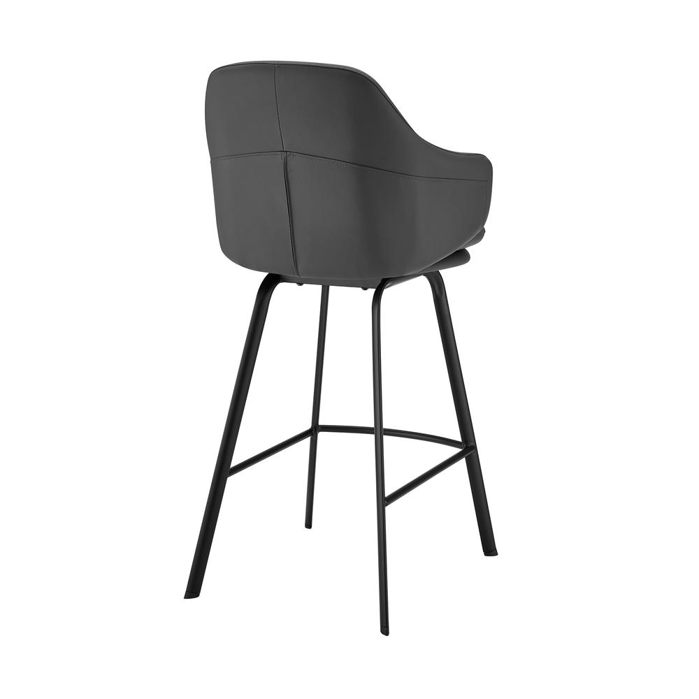 Brigden Gray Faux Leather and Black Metal Swivel 26" Counter Stool. Picture 4