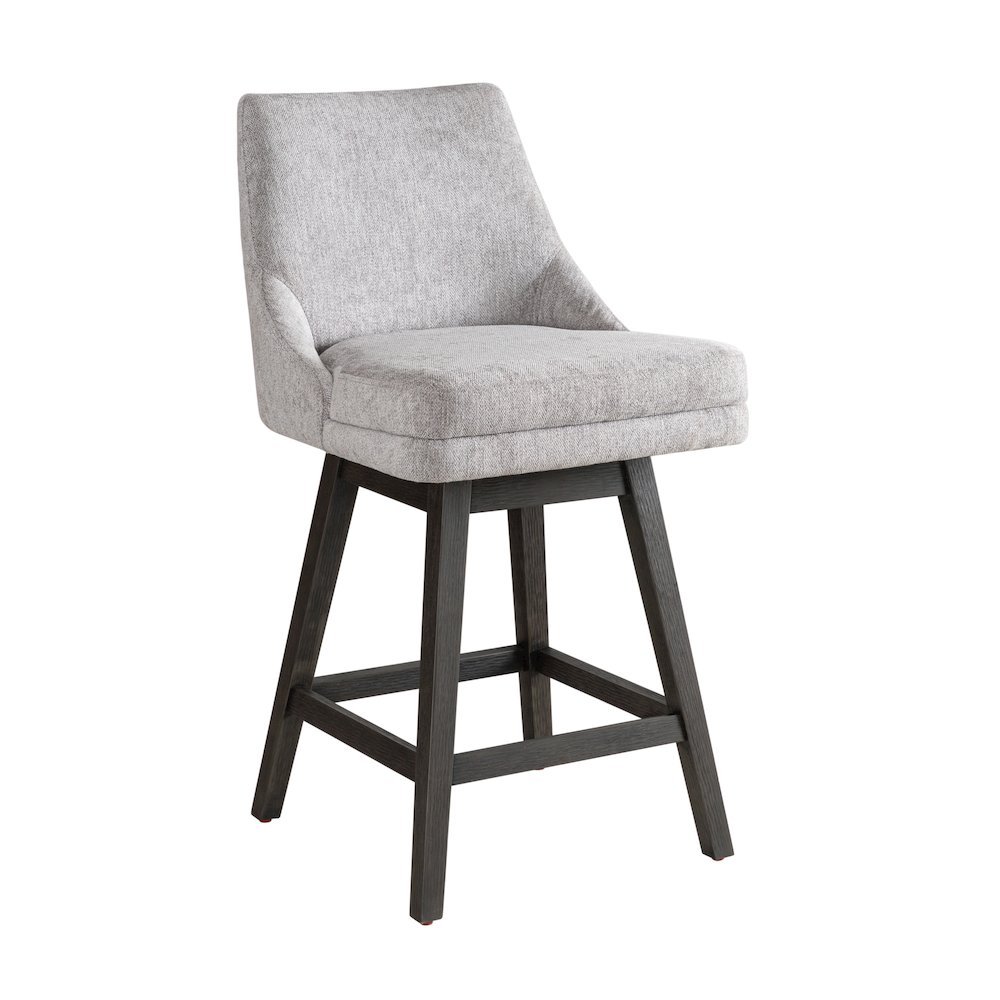 Branson Gray Solid Wood Upholstered 26" Counter Height Swivel Barstool. Picture 1