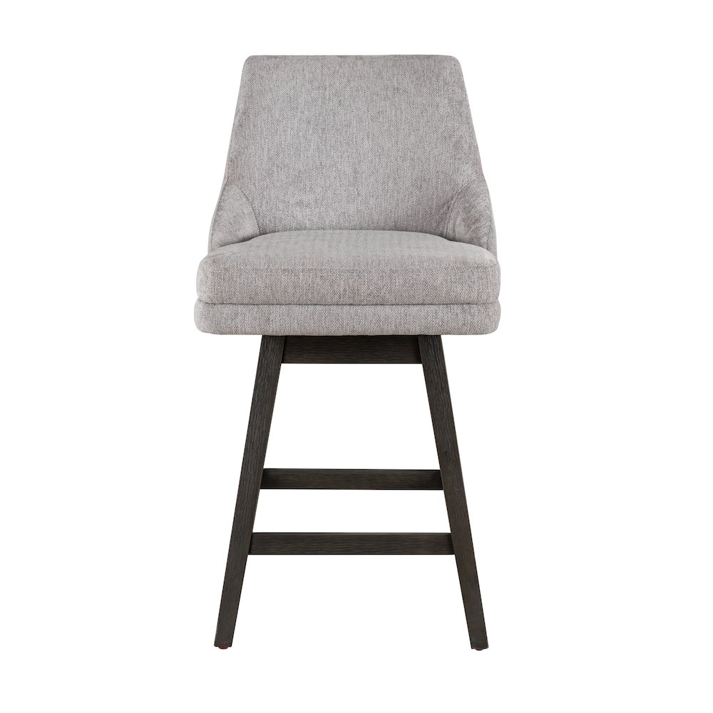 Branson Gray Solid Wood Upholstered 26" Counter Height Swivel Barstool. Picture 2