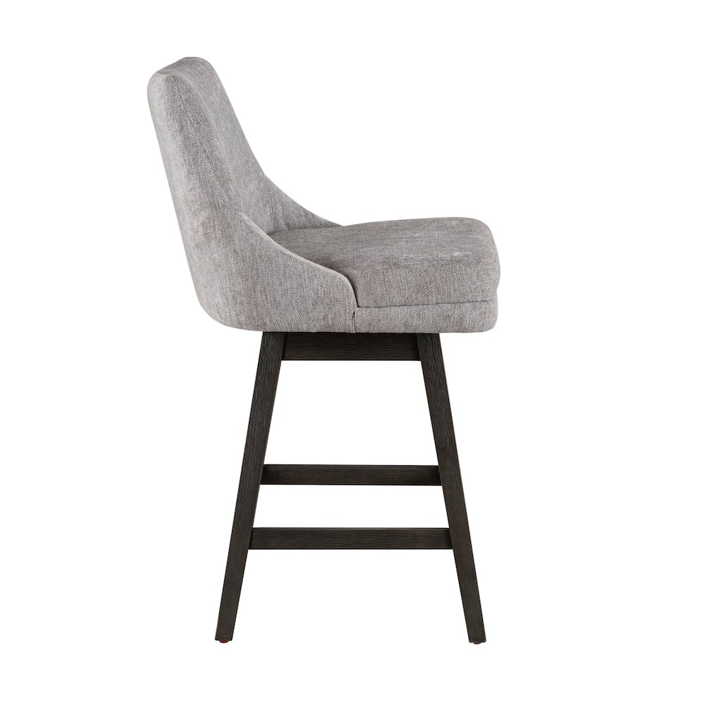 Branson Gray Solid Wood Upholstered 26" Counter Height Swivel Barstool. Picture 3