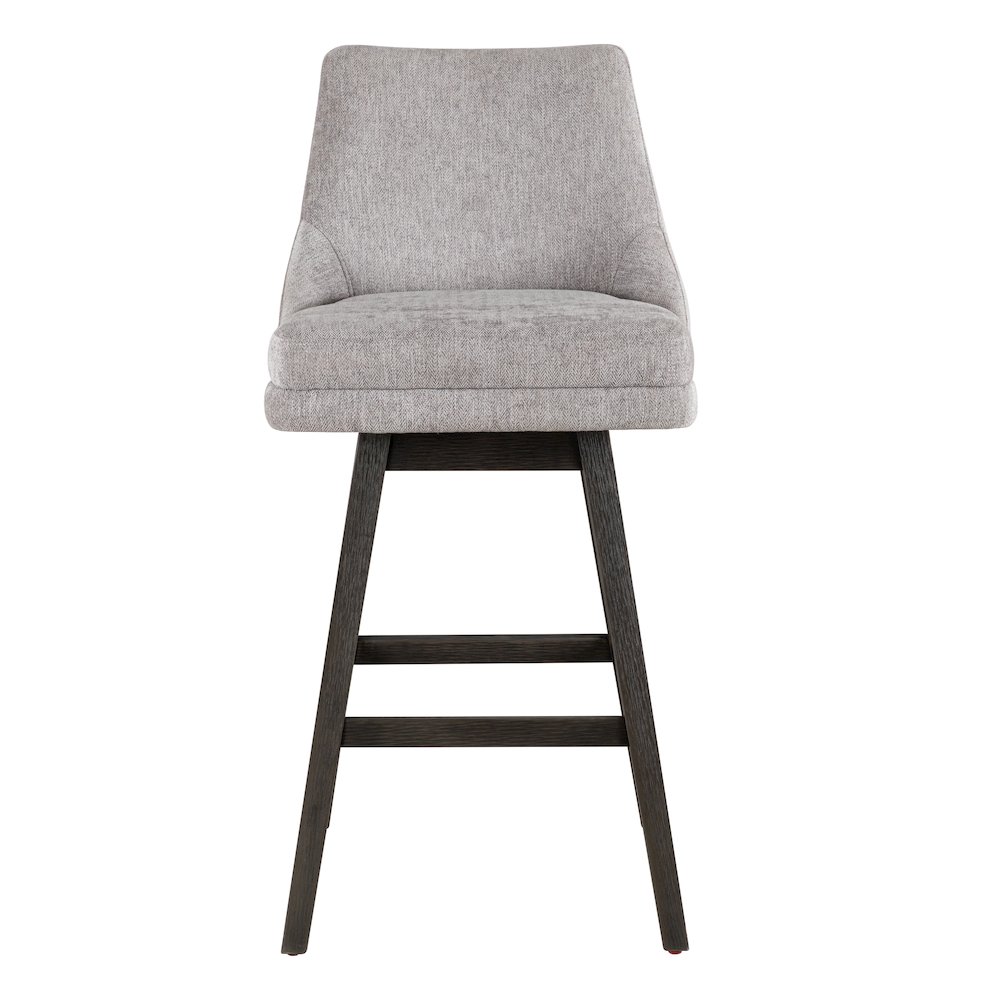 Branson Gray Solid Wood Upholstered 30" Bar Height Swivel Barstool. Picture 2
