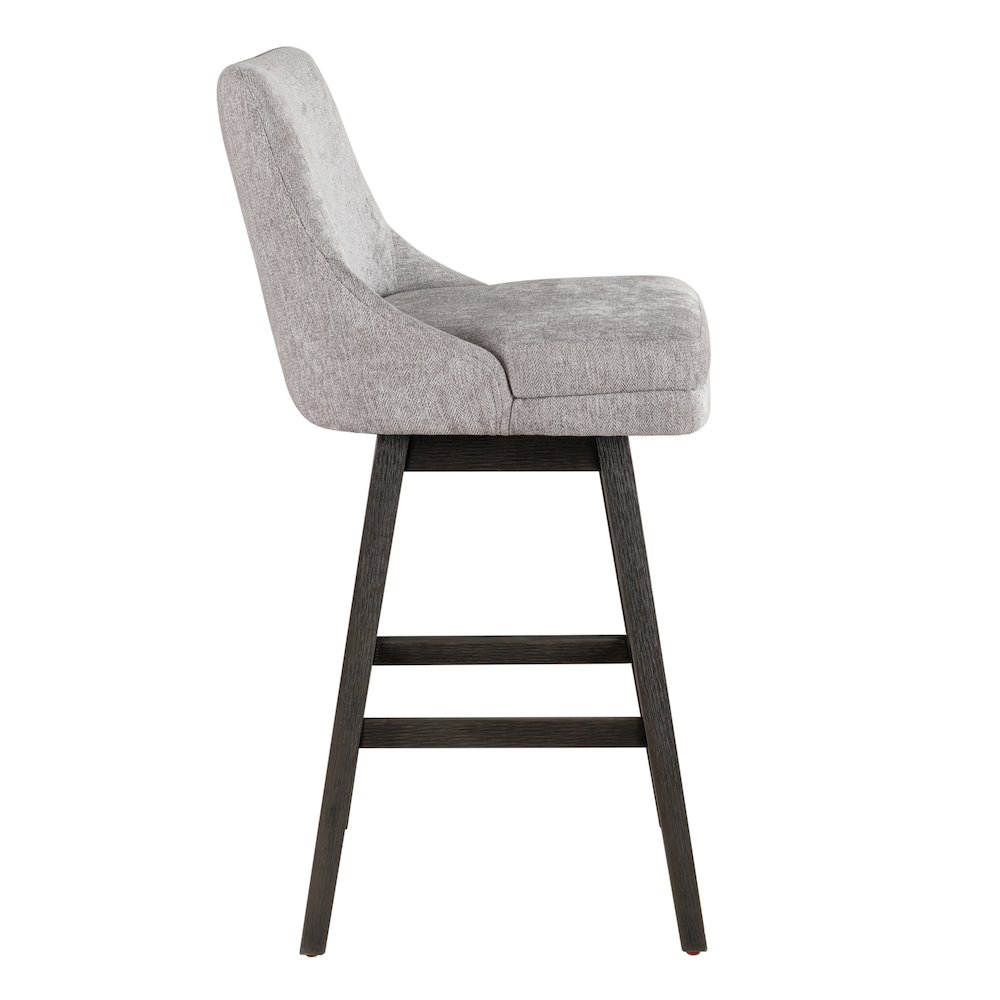 Branson Gray Solid Wood Upholstered 30" Bar Height Swivel Barstool. Picture 3