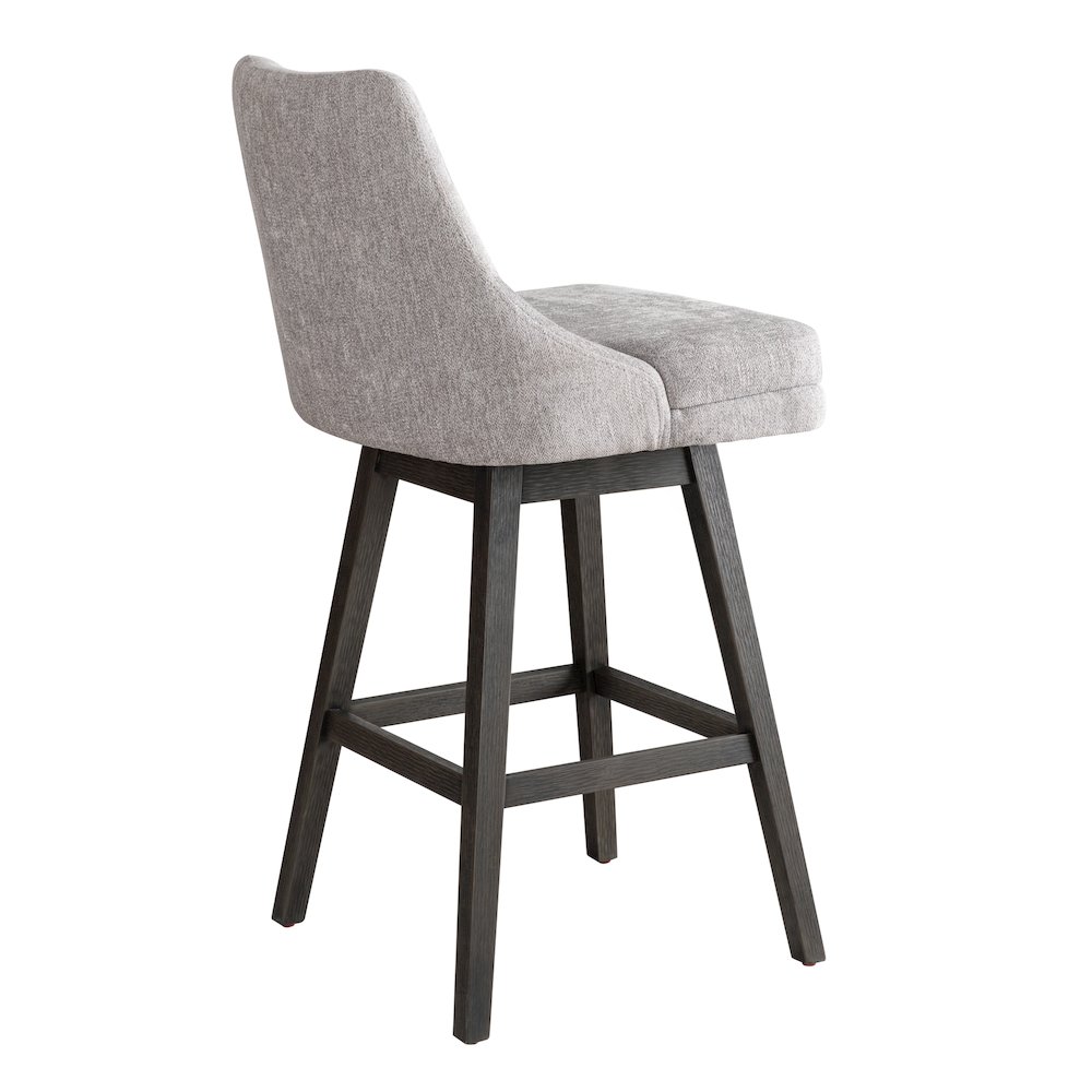 Branson Gray Solid Wood Upholstered 30" Bar Height Swivel Barstool. Picture 4