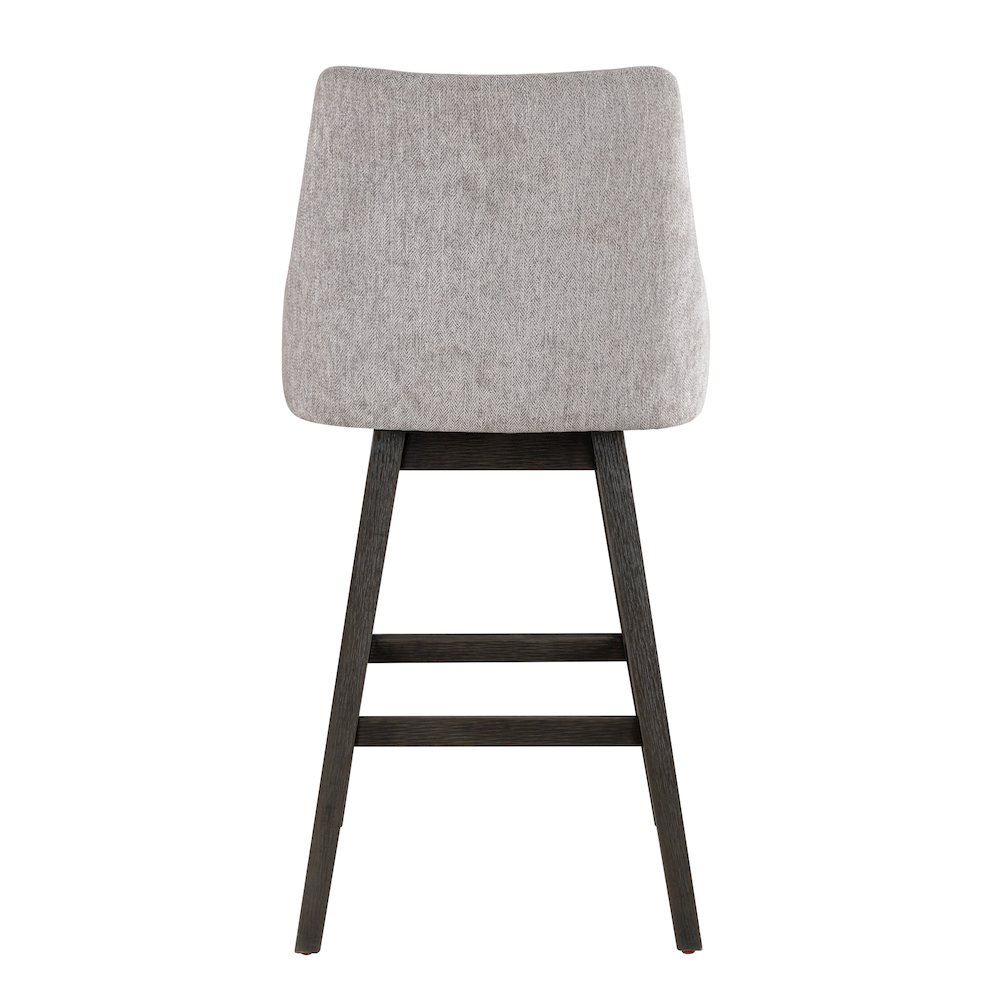Branson Gray Solid Wood Upholstered 30" Bar Height Swivel Barstool. Picture 5