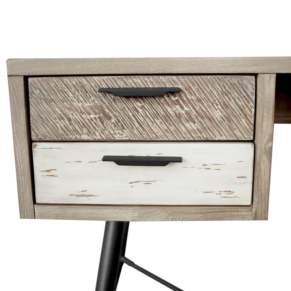 Bridges 4 Drawer Desk in Two Tone Acacia Wood. Picture 4