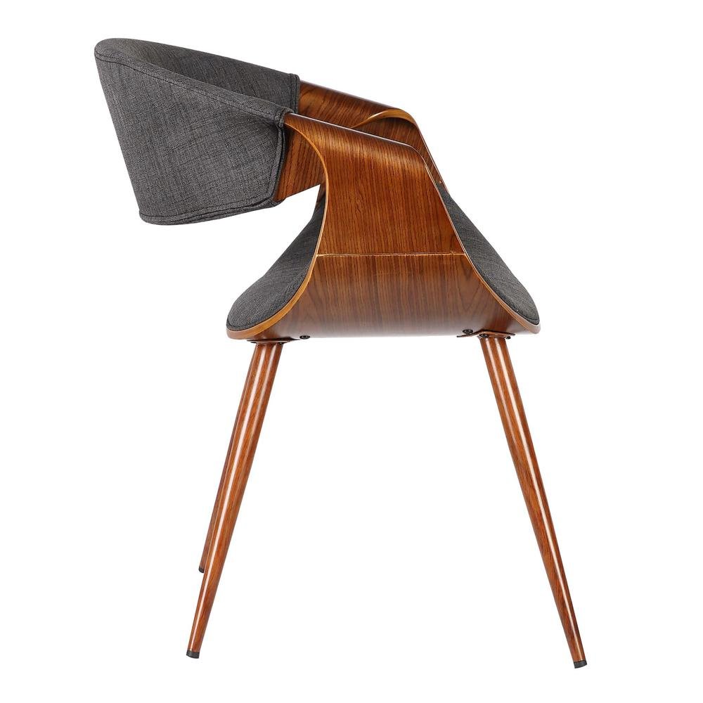 Mid-Century Modern Dining Chair in Walnut Wood and Charcoal Fabric. Picture 4