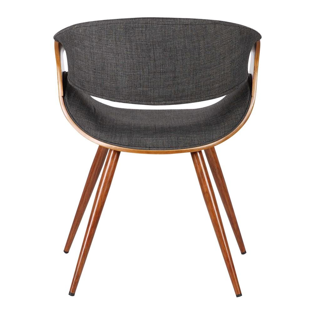 Mid-Century Modern Dining Chair in Walnut Wood and Charcoal Fabric. Picture 2