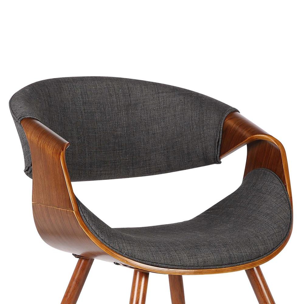 Mid-Century Modern Dining Chair in Walnut Wood and Charcoal Fabric. Picture 3