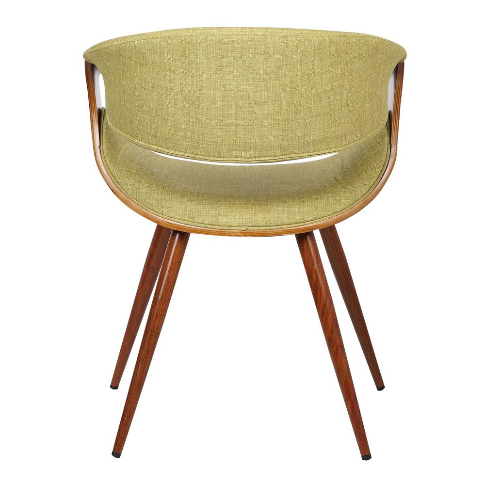 Armen Living Butterfly Mid-Century Dining Chair in Walnut Finish and Green Fabric. Picture 4
