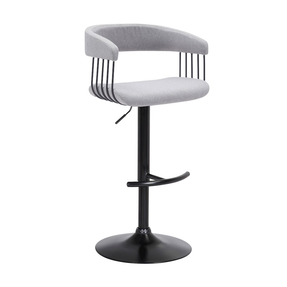 Calista Upholstered Adjustable Bar Stool with Black Metal Base. Picture 1