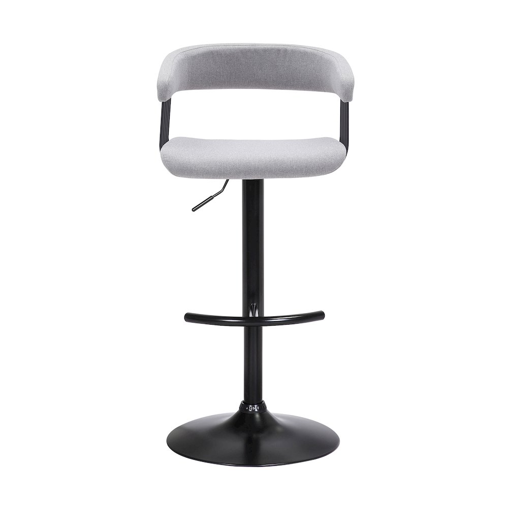 Calista Upholstered Adjustable Bar Stool with Black Metal Base. Picture 2
