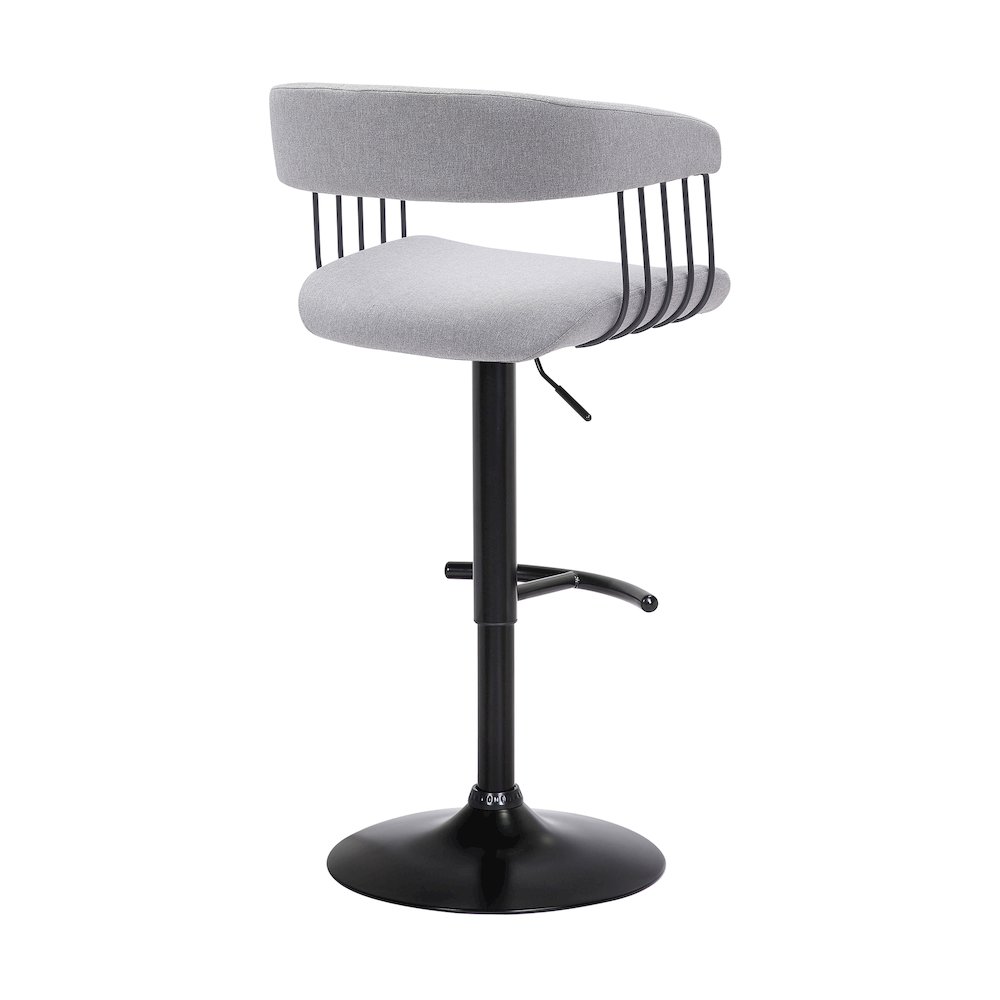 Calista Upholstered Adjustable Bar Stool with Black Metal Base. Picture 3