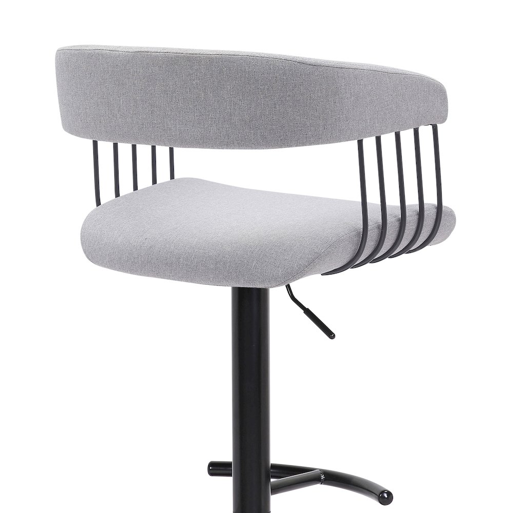 Calista Upholstered Adjustable Bar Stool with Black Metal Base. Picture 5
