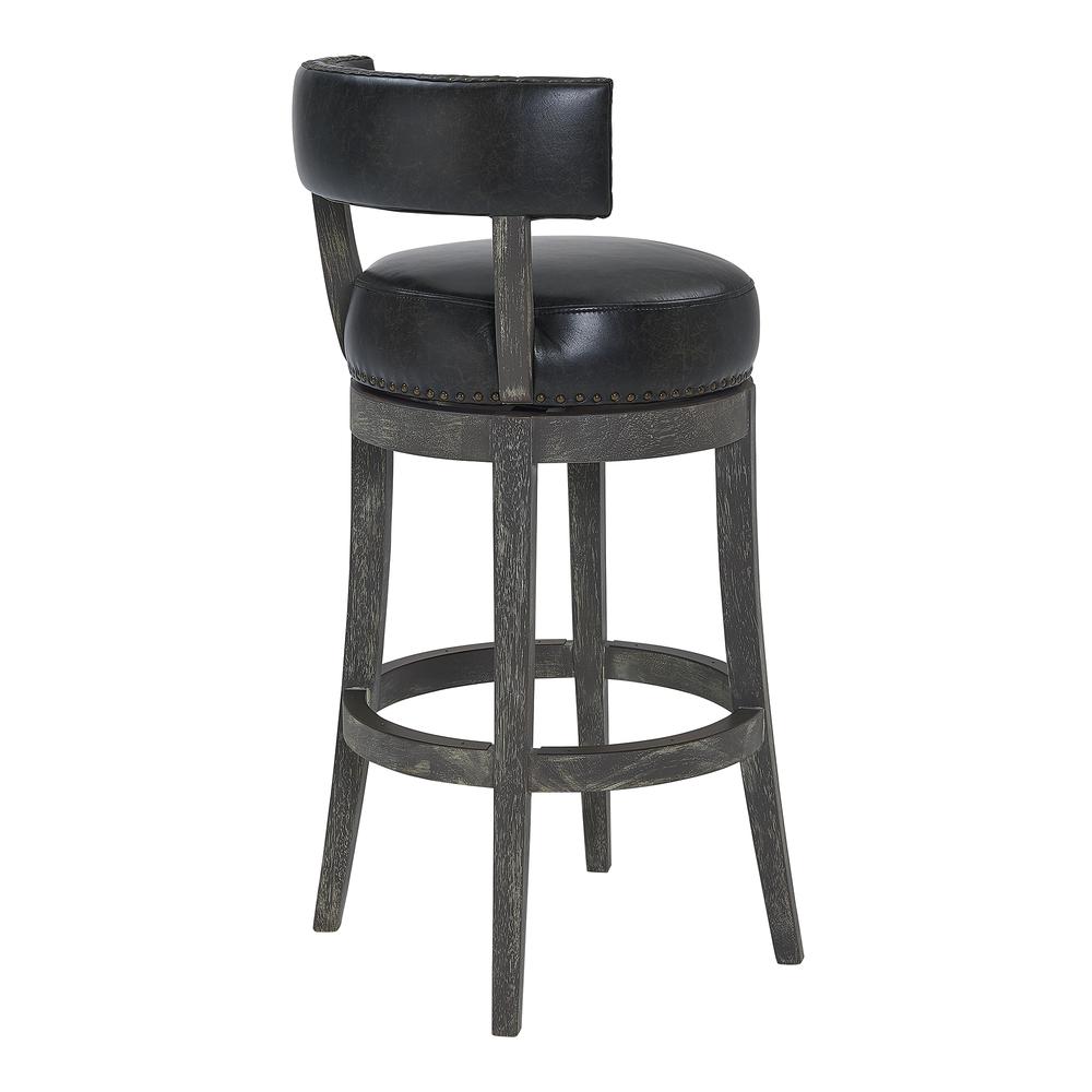 Corbin 26" Counter Wood Swivel Height Barstool in American Grey Finish with Onyx Faux Leather. Picture 3
