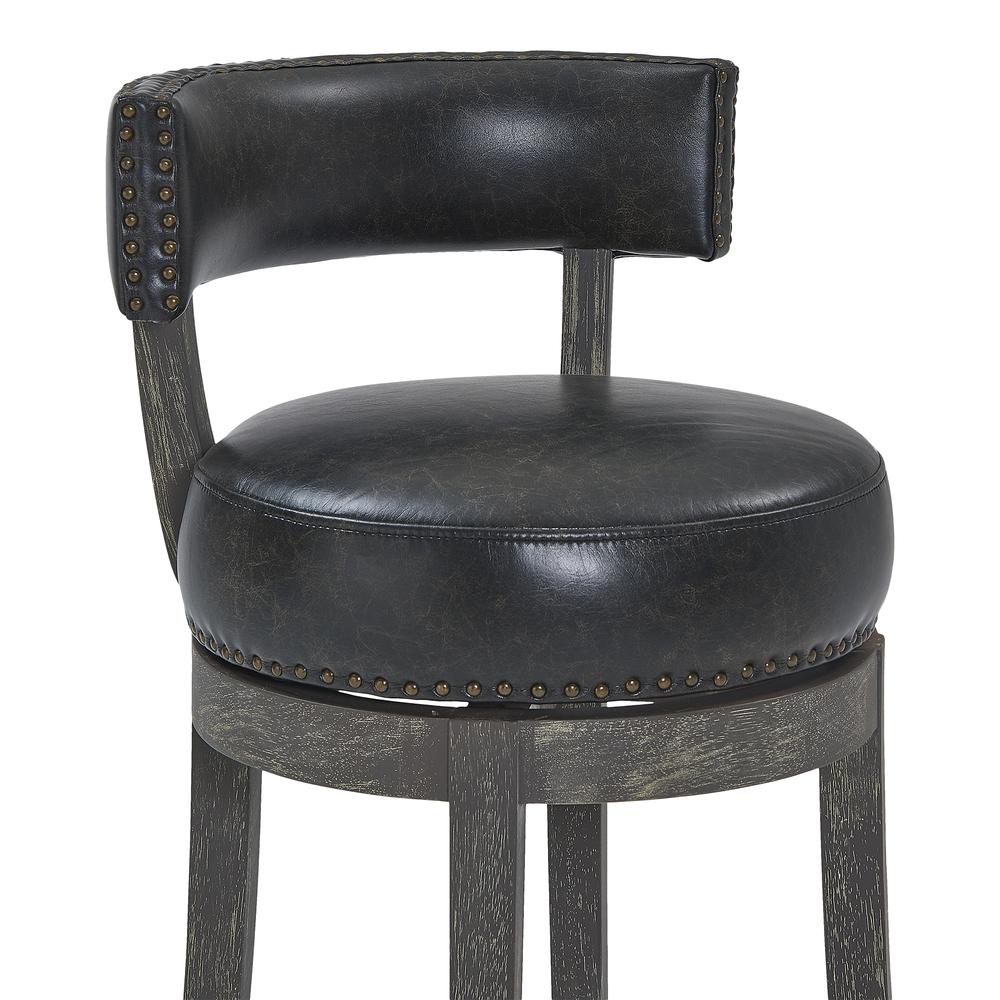 Corbin 26" Counter Wood Swivel Height Barstool in American Grey Finish with Onyx Faux Leather. Picture 4