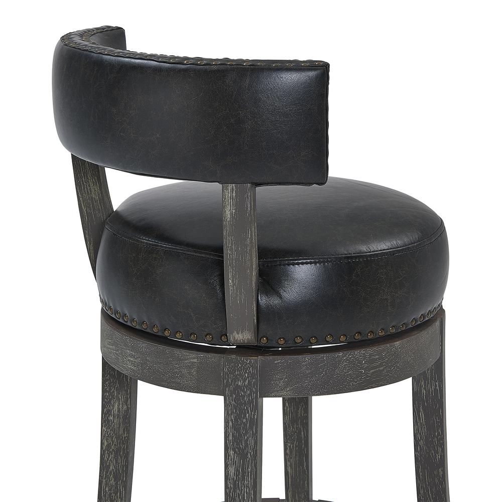 Corbin 26" Counter Wood Swivel Height Barstool in American Grey Finish with Onyx Faux Leather. Picture 5