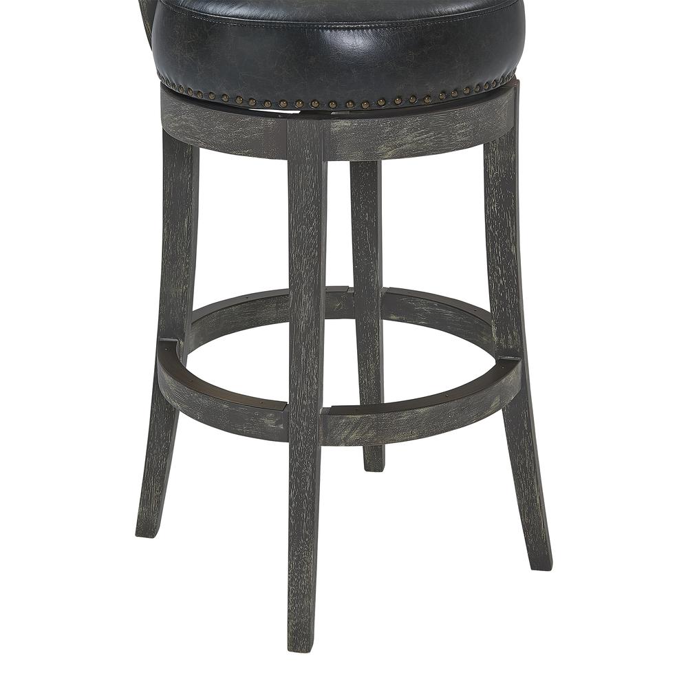 Corbin 26" Counter Wood Swivel Height Barstool in American Grey Finish with Onyx Faux Leather. Picture 6