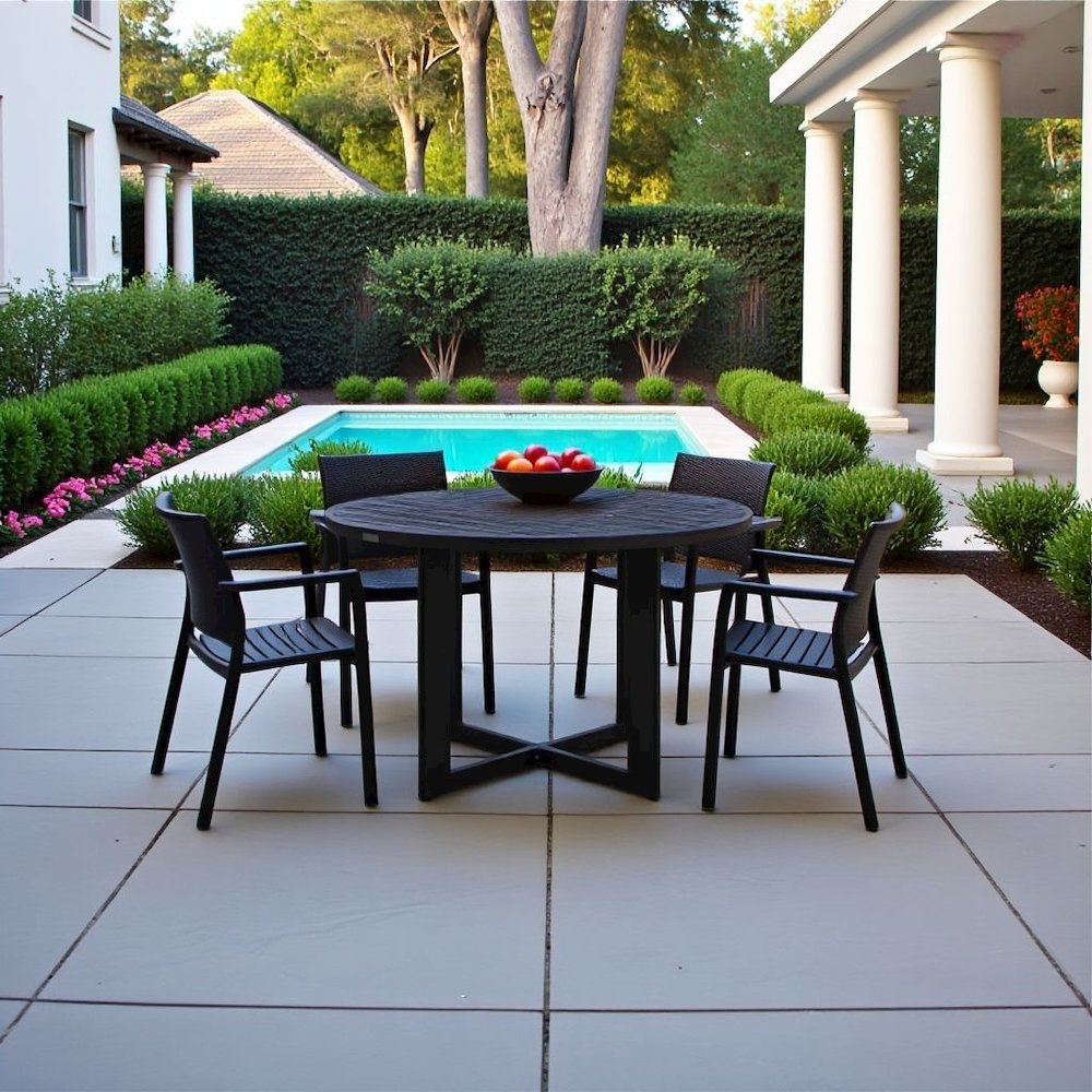 Outdoor Dining Table – Black Round Outdoor Table for 6 in Aluminum. Picture 3