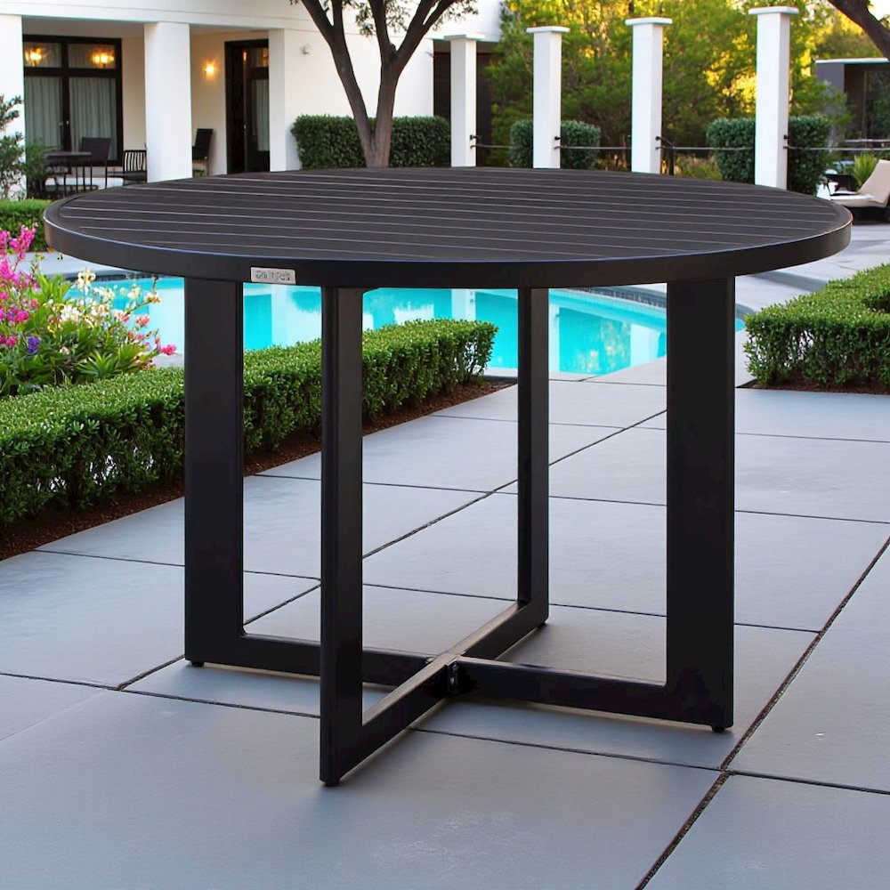 Outdoor Dining Table – Black Round Outdoor Table for 6 in Aluminum. Picture 2