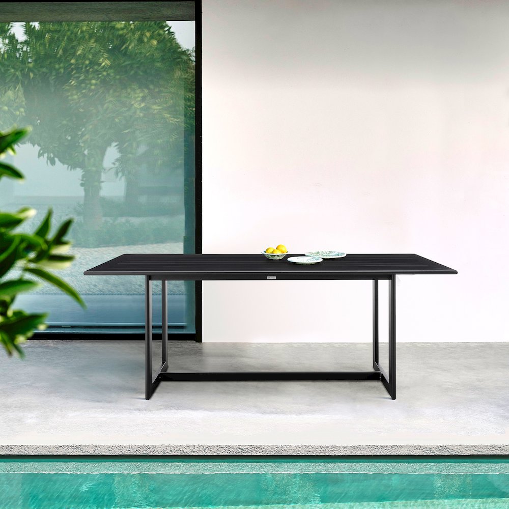 Cayman Outdoor Patio Dining Table in Aluminum. Picture 5