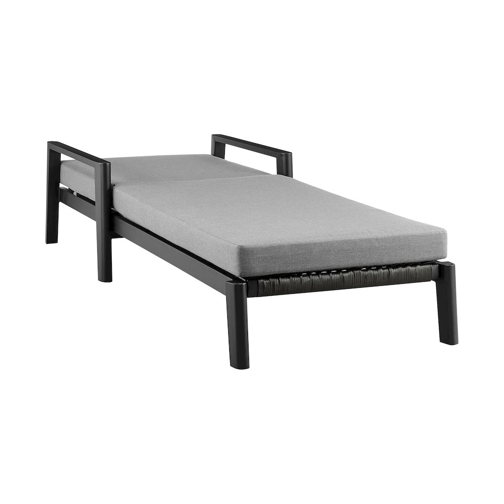 Outdoor Patio Adjustable Chaise Lounge Chair in Aluminum with Gray Cushions. Picture 6
