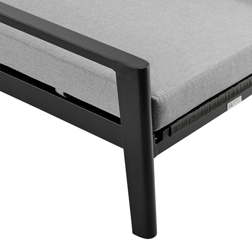 Outdoor Patio Adjustable Chaise Lounge Chair in Aluminum with Gray Cushions. Picture 7