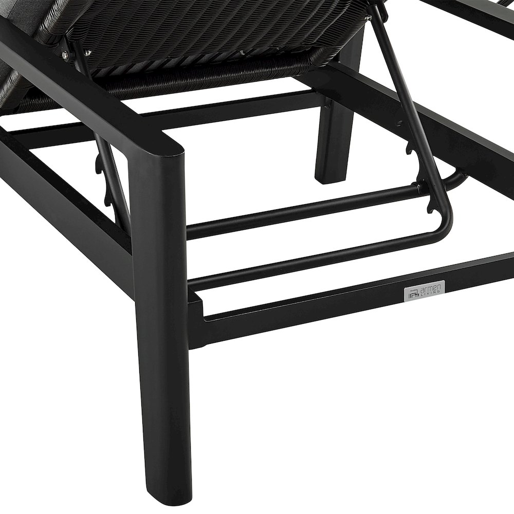 Outdoor Patio Adjustable Chaise Lounge Chair in Aluminum with Gray Cushions. Picture 8