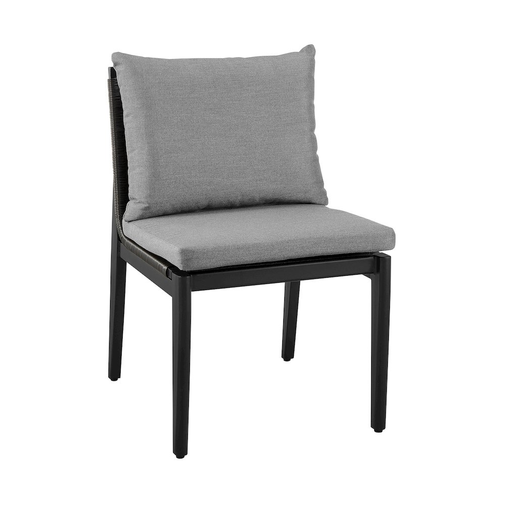 Aluminum Outdoor Dining Chairs with Gray Cushions - Set of 2 Patio Chairs. Picture 2