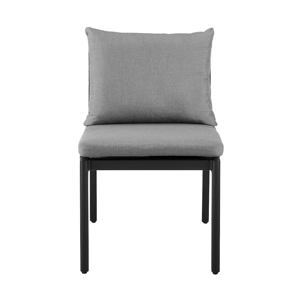 Aluminum Outdoor Dining Chairs with Gray Cushions - Set of 2 Patio Chairs. Picture 3