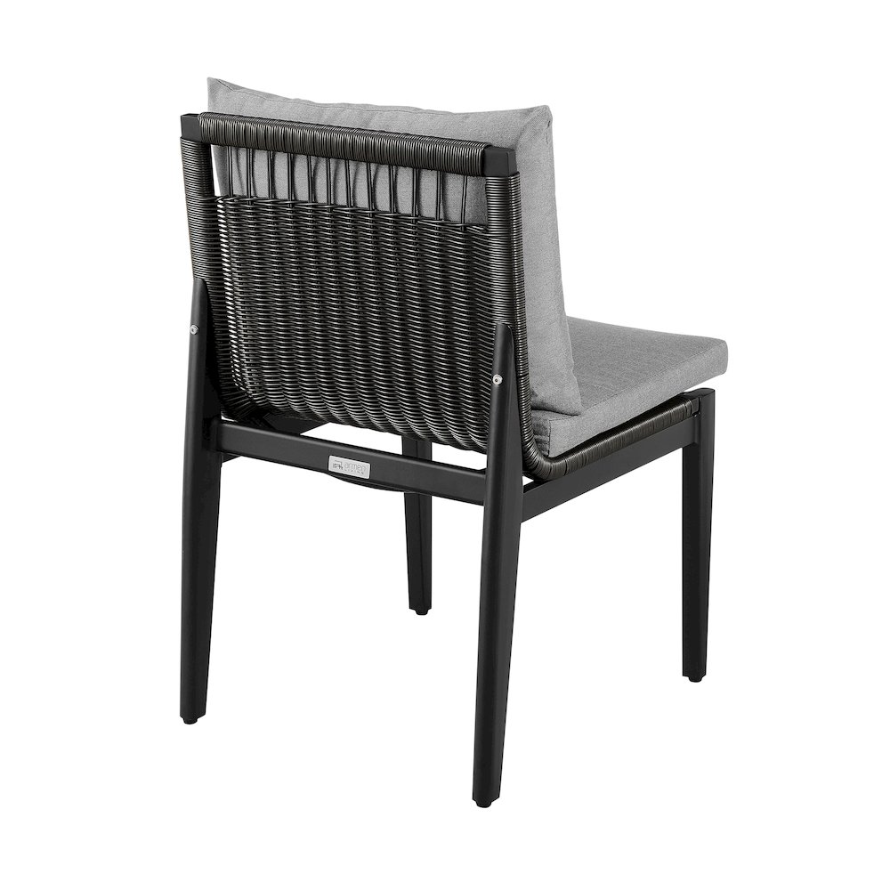 Cayman Outdoor Patio Dining Chairs in Aluminum with Gray Cushions - Set of 2. Picture 5
