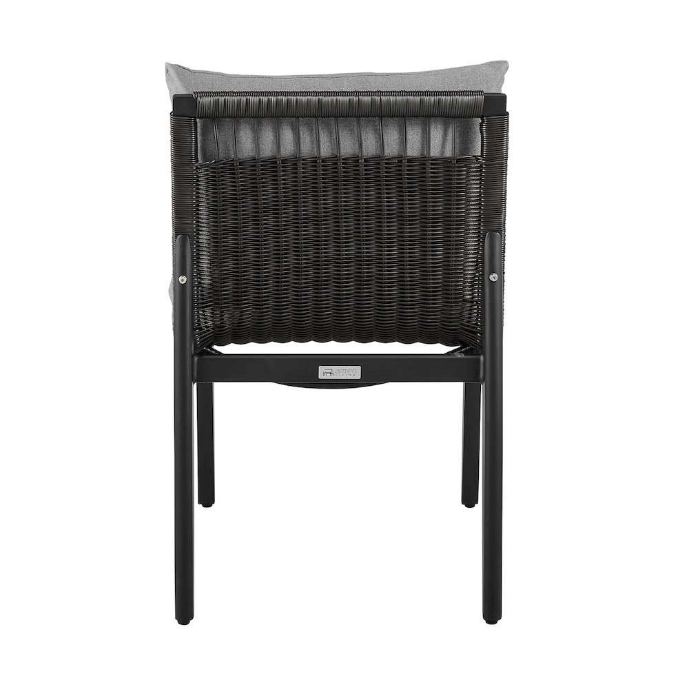 Cayman Outdoor Patio Dining Chairs in Aluminum with Gray Cushions - Set of 2. Picture 6